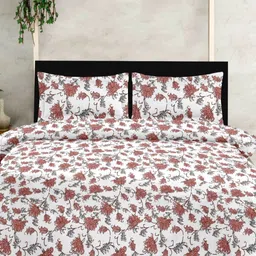 Ariana White & Red Floral 210 TC King Bedsheet with 2 Pillow Covers-image-56
