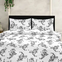 Ariana White & Grey Floral 210 TC King Bedsheet with 2 Pillow Covers-image-68
