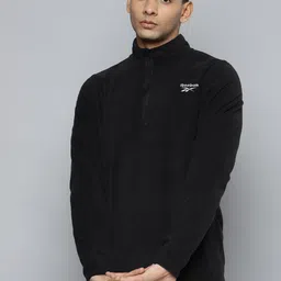 Reebok Men Black Solid Outerwear Quarter-Zip Sweatshirt-image-48