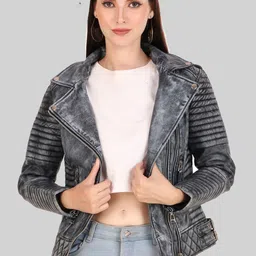 Leather Retail Lightweight Lapel Collar Leather Biker Jacket-picture-37
