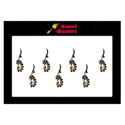 Comet Busters 7 Pcs Beaded Reusable Designer Bindis - Black & Gold-Toned-picture-39