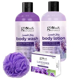 Globus naturals Lavender Bliss Set Of 4 Body Lotion-Soap Bar-Body Wash With Loofa-picture-40