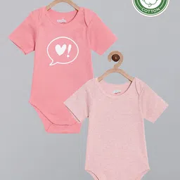 Broon Infant Girls Pack of 2 Pink & Coral Printed Pure Organic Cotton Bodysuits-picture-25