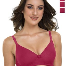 Tweens Pack Of 3 Full Coverage All Day Comfort Lightly Padded Cotton T-Shirt Bra-picture-29