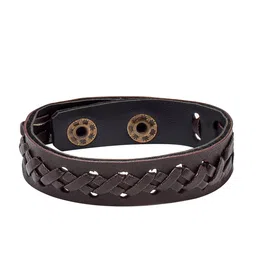 bodha Men Brown Woven Design Leather Wraparound Bracelet-picture-25