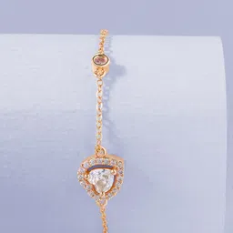 MINUTIAE Women Rose Gold Plated & White Brass Crystals Link Bracelet-picture-22