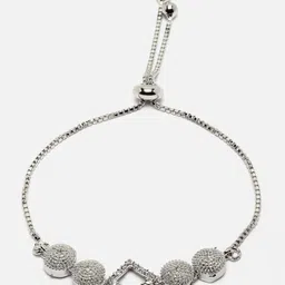 Aazeen Rhodium-Plated American Diamond Wraparound Bracelet-picture-29