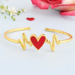 Voylla Gold-Plated Valentine's Day Collection Heartbeats Cuff Bracelet-image-96
