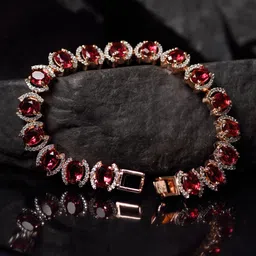 Saraf RS Jewellery Women Red & White American Diamond Handcrafted Wraparound Bracelet image 1