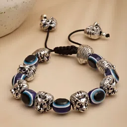 Sanjog Unisex German Silver Oxidised Silver-Plated Bracelet-picture-29