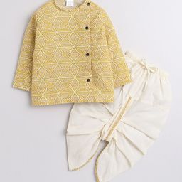 Polka Tots Kids Geometric Printed Pure Cotton Kurta with Dhoti Pants-picture-35