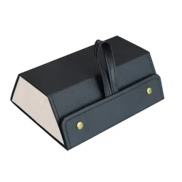 Awestuffs Black 3 Slots Foldable PU Leather Jewellery Watch and Sunglasses Organizer-picture-14