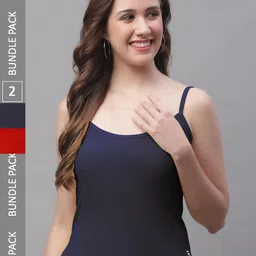 Friskers Pack Of 2 Cotton Shoulder Straps Camisoles-picture-18