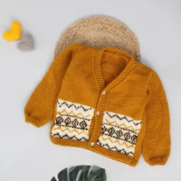 Woonie Kids Geometric Self Design Acrylic Front-Open Sweater-picture-17