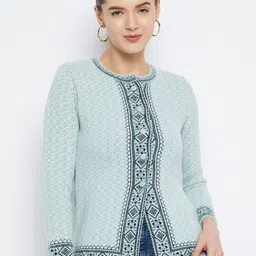 Zigo Ethnic Motifs Self Design Woollen Cardigan image 1
