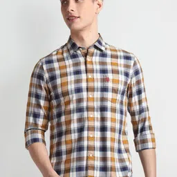 U.S. Polo Assn. Denim Co. Slim Fit Tartan Checked Spread Collar Twill Casual Shirt-picture-29