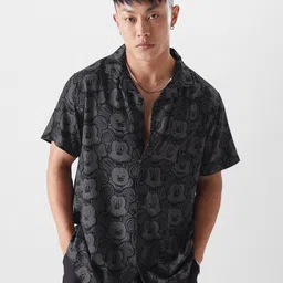 The Souled Store Black Relaxed Boxy Opaque Mickey Mouse Printed Casual Shirt-image-35