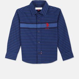 U.S. Polo Assn. Kids Boys Pure Cotton Horizontal Striped Casual Shirt-picture-17
