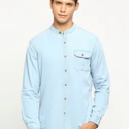 BEAT LONDON by PEPE JEANS Slim Fit Mandarin Collar Pure Cotton Casual Shirt-image-51