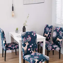 HOUSE OF QUIRK Blue & White Printed Removable Stretchable Chair Cover-image-47