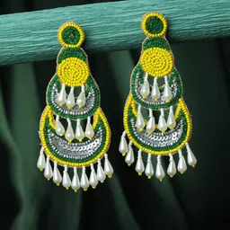 Jazz and Sizzle Yellow Contemporary Chandbalis Earrings-picture-36