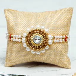 eCraftIndia Gold-Toned & White Rakhi Gift Set-picture-31