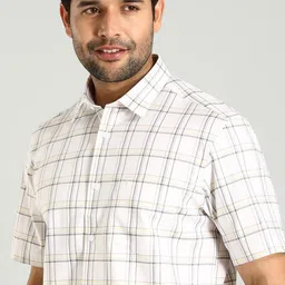 Indian Terrain Classic Slim Fit Windowpane Checks Cotton Casual Shirt-image-84