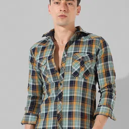 Campus Sutra Classic Tartan Checked Cotton Casual Shirt-image-81