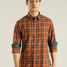 Indian Terrain Tartan Checks Chiseled Fit Slim Fit Pure Cotton Casual Shirt-image-84