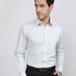 LOUIS STITCH Comfort Grid Tattersall Checked Cotton Formal Shirt-image-64