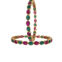 RATNAVALI JEWELS Set Of 2 Gold-Plated AD Studded Bangles-picture-13
