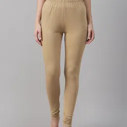 Biba Women Beige Solid Churidar Length Leggings-picture-6