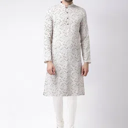 KISAH Men Kantha Printed Kurta with Churidar image 1