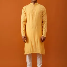 Streaks & Crosses Mandarin Collar Pure Cotton Kurta with Churidar image 1