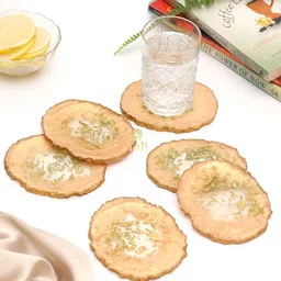 DULI Set Of 4 Cream Resin Textured Coasters-picture-20