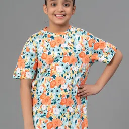 Mode by Red Tape Girls Floral Printed Round Neck Pure Cotton T-shirt-picture-40