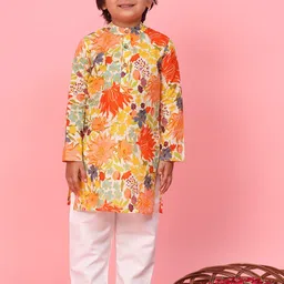 Readiprint Fashions Boys Floral Printed Regular Pure Cotton Kurta With Pyjamas-picture-36