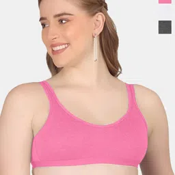 POOJA RAGENEE Pack Of 3 Full Coverage Non Padded Cotton Workout Bra With All Day Comfort-picture-25