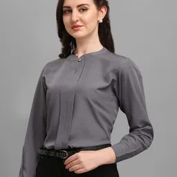 Kinjo Mandarin Collar Long Cuffed Sleeves Regular Top image 1