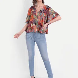 MINGLAY Floral Printed V-Neck Flutter Sleeves Top-picture-10