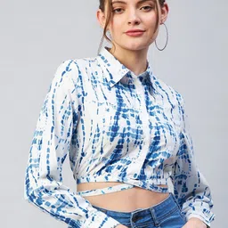 Marie Claire Women Blue & White Abstract Printed Crop Top-picture-24