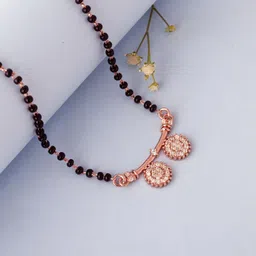 GIVA 925 Sterling Silver Rose Gold-Plated Black Beaded Mangalsutra-picture-17