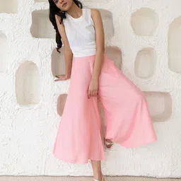 elleven Women Pink Solid Loose Fit Culottes-image-37