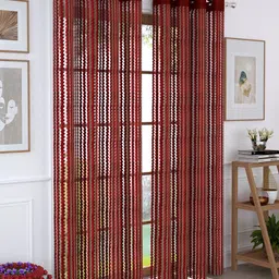 Story@home Red Set of 2 Sheer Semi 200GSM Door Curtains-picture-34