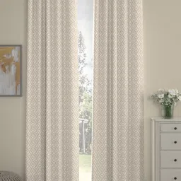 Myntra Elegant Homes Beige & White Set of 2 Geometric Long Door Curtain image 1
