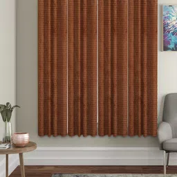 HOSTA HOMES Brown Set of 4 Geometric Window Curtains-picture-34