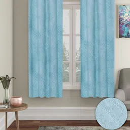 Cortina Blue 2 Pieces Ethnic Motifs Black Out Window Curtains-picture-36