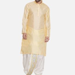 Sethukrishna Woven Design Mandarin Collar Long Sleeves Kurta with Dhoti Pants-picture-5