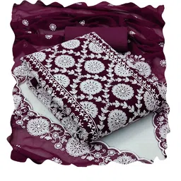 MANVAA Floral Embroidered Silk Georgette Unstitched Dress Material-image-91