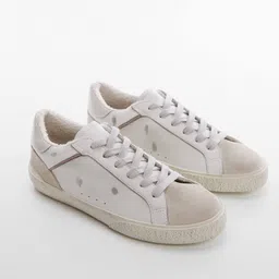 MANGO Women Leather Sneakers-image-4
